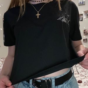Black crop top with mountain detail